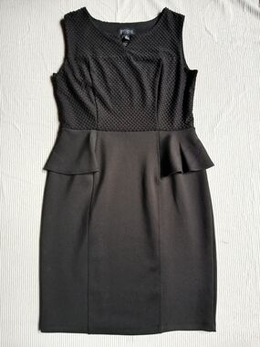 EnFocus Studio Black Peplum Cocktail Dress Textured Bodice Sleeveless Sz 6 NWOT